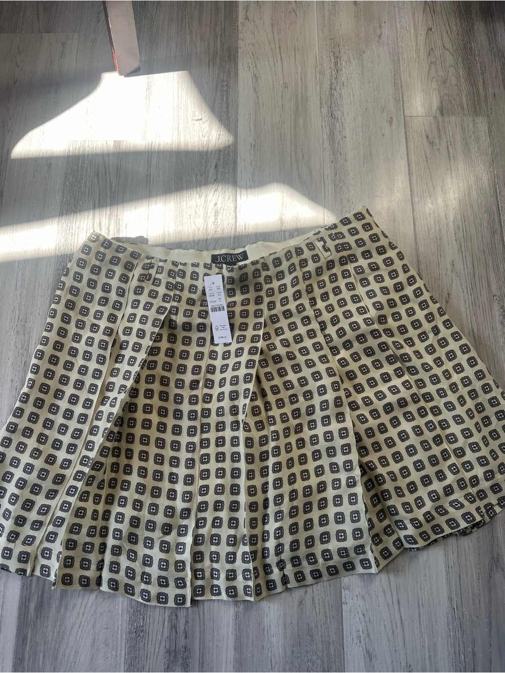J. Crew Cream and Black Geometric Circle Skater Skirt
